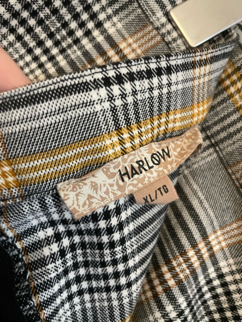 Harlow Grey Plaid A-Line Mini Skirt with Yellow Accents – Size XL EUC - Picture 12 of 14